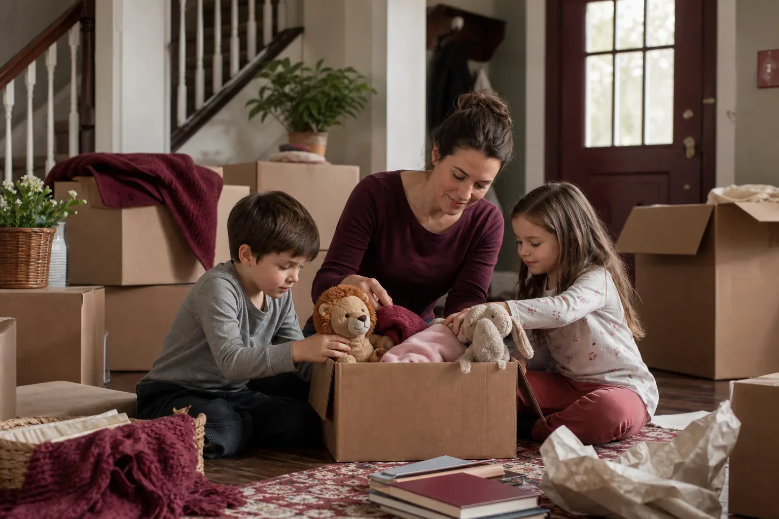 Editorial illustration for Smooth Moving Tips for Families with Kids