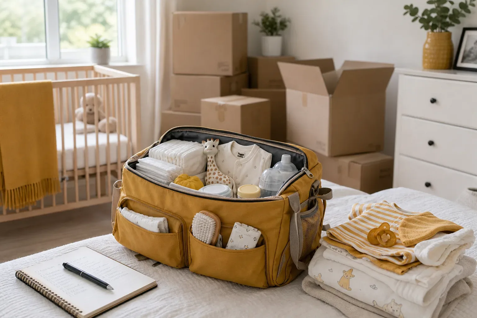 Editorial illustration for Moving Day with a Newborn: Essential Preparation Tips