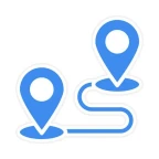 Map pins connected by a route