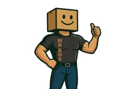 Mr. Box mascot giving a thumbs-up